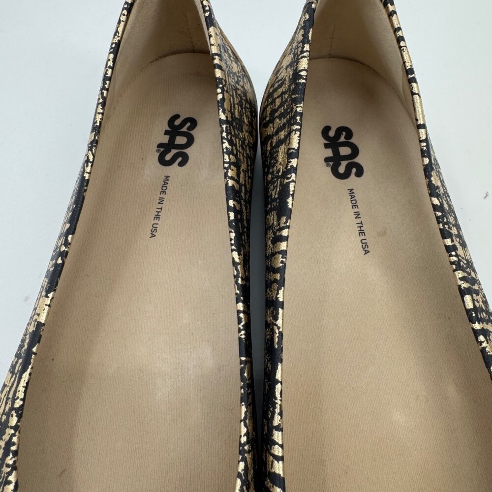 SAS Scenic Black & Gold Textured Leather Ballet Flats Size 8M - Picture 9 of 9
